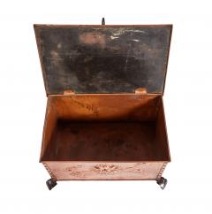 Sunflower Arts Crafts Riveted Copper Box on Scrolled Iron Feet - 4690203