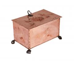 Sunflower Arts Crafts Riveted Copper Box on Scrolled Iron Feet - 4690204
