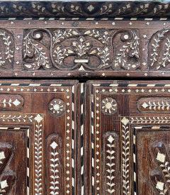 Superb 19th Century Anglo Indian Rosewood Cabinet Intricate Bone Ebony Inlay - 4330447