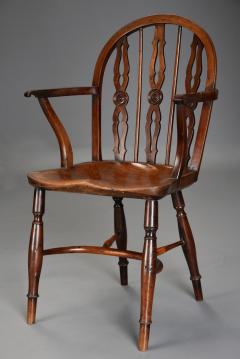 Superb 19th century yew wood Prior low hoop back Windsor armchair - 4805397