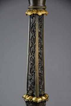 Superb 19thc French R gence style bronze and gilt bronze three branch candelabra - 4756967