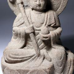 Superb Carved Stone Statue of Jiz Bosatsu Japanese Edo to Meiji - 4402645
