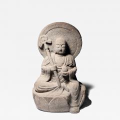 Superb Carved Stone Statue of Jiz Bosatsu Japanese Edo to Meiji - 4402761