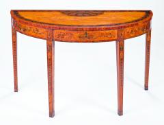Superb George III Inlaid Satinwood Demi lune Console Table - 423977