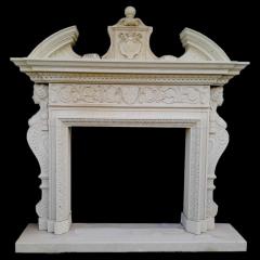 Superb Italian Stone Neoclassical Style Fireplace - 2847254