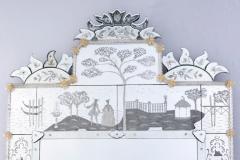 Superb Venetian Etched Murano Glass Mirror - 4774870