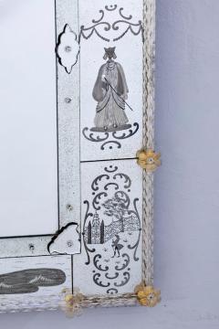 Superb Venetian Etched Murano Glass Mirror - 4774873