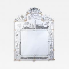 Superb Venetian Etched Murano Glass Mirror - 4776194
