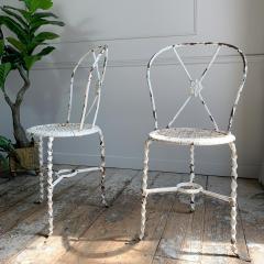 Superb pair of Rare Tri Legged Regency Wrought Iron Chairs - 3037473