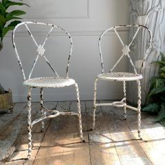 Superb pair of Rare Tri Legged Regency Wrought Iron Chairs - 3037492