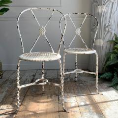 Superb pair of Rare Tri Legged Regency Wrought Iron Chairs - 3037510