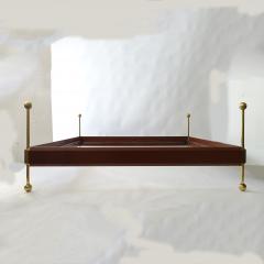 Surreal Italian 1960s Brass and Faux Leather Double Bed - 3861054