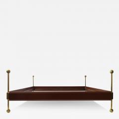 Surreal Italian 1960s Brass and Faux Leather Double Bed - 3864580