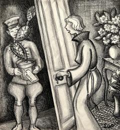 Susan Willard Flint Surprised Woman with Cactus 1920s Female Illustrator - 3702839