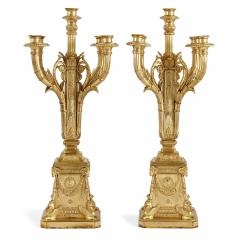 Susse Freres Pair of Neoclassical style gilt bronze candelabra by Susse Fr res - 2357371