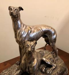 Suzanne Bizard Art Deco Greyhound Dogs Bronze Sculpture by S Bizard - 1386833