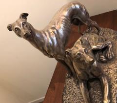 Suzanne Bizard Art Deco Greyhound Dogs Bronze Sculpture by S Bizard - 1386837
