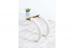 Suzanne Dahl and Jerry Barich 1970s Modernist Faux Elephant Tusk Brass Lucite Console Table - 2304843