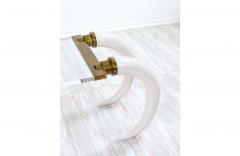 Suzanne Dahl and Jerry Barich 1970s Modernist Faux Elephant Tusk Brass Lucite Console Table - 2304845