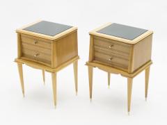 Suzanne Guiguichon French sycamore Night Stands 2 drawers Attr Suzanne Guiguichon 1950s - 1555215