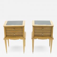 Suzanne Guiguichon French sycamore Night Stands 2 drawers Attr Suzanne Guiguichon 1950s - 1558057