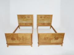 Suzanne Guiguichon Pair of French art deco children twin beds in solid ash wood 1950s - 2232599