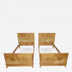 Suzanne Guiguichon Pair of French art deco children twin beds in solid ash wood 1950s - 2236884