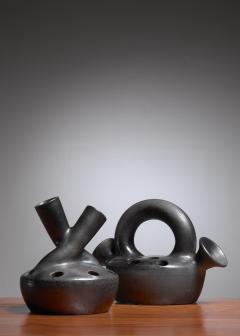 Suzanne Rami Suzanne Rami Pair of Black Ceramic Vases for Atelier Madoura Vallauris - 2843108