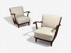 Svante Skogh Lounge Chairs Beige Linen Beech Sweden 1945 - 4503512