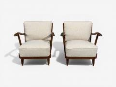 Svante Skogh Lounge Chairs Beige Linen Beech Sweden 1945 - 4503514
