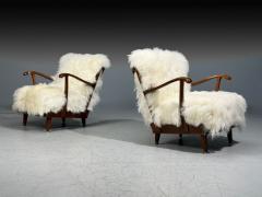 Svante Skogh Lounge Chairs Mongolian Fur Beech Sweden 1945 - 4496451