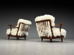 Svante Skogh Lounge Chairs Mongolian Fur Beech Sweden 1945 - 4496452