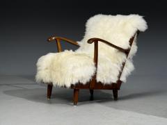 Svante Skogh Lounge Chairs Mongolian Fur Beech Sweden 1945 - 4496453
