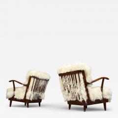 Svante Skogh Lounge Chairs Mongolian Fur Beech Sweden 1945 - 4496501