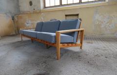 Svante Skogh Midcentury Large Sofa Bod Oak Leather and Wool Svante Skogh Sweden 1960s - 2264955