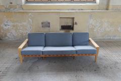 Svante Skogh Midcentury Large Sofa Bod Oak Leather and Wool Svante Skogh Sweden 1960s - 2264966