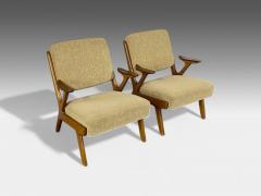 Svegards Makaryd Swedish Modern Wood Fabric Lounge Chairs Sweden 1960s - 4212571