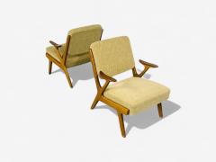 Svegards Makaryd Swedish Modern Wood Fabric Lounge Chairs Sweden 1960s - 4212573