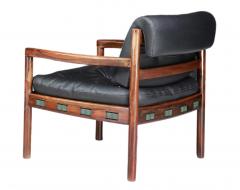 Sven Ellekaer 1960s Sven Ellek r leather rosewood armchair for Coja - 3444956