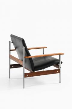 Sven Ivar Dysthe Pair of Rare Easy Chairs with Black Leather Seat by Sven Ivar Dysthe 1960s - 4460236