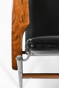 Sven Ivar Dysthe Pair of Rare Easy Chairs with Black Leather Seat by Sven Ivar Dysthe 1960s - 4460237