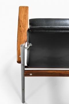 Sven Ivar Dysthe Pair of Rare Easy Chairs with Black Leather Seat by Sven Ivar Dysthe 1960s - 4460240