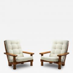 Sven Larsson Pair of T lja Armchairs with Sculpted Legs by Sven Larsson Sweden 1960s - 4095434
