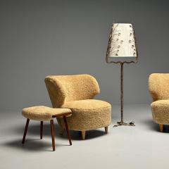 Sven Staaf Attrib Swedish Mid Century Modern Lounge Chairs Sheepskin Birch - 3654844