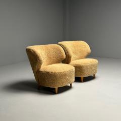 Sven Staaf Attrib Swedish Mid Century Modern Lounge Chairs Sheepskin Birch - 3654848