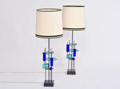 Svend Aage Holm S rensen Pair of Tall Mid Century Iron and Glass Table Lamps by Svend Aage Holm Sorensen - 1998290