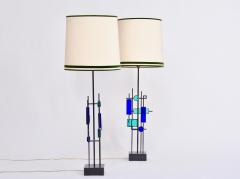 Svend Aage Holm S rensen Pair of Tall Mid Century Iron and Glass Table Lamps by Svend Aage Holm Sorensen - 1998293