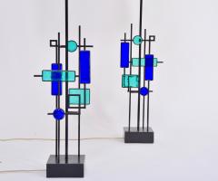 Svend Aage Holm S rensen Pair of Tall Mid Century Iron and Glass Table Lamps by Svend Aage Holm Sorensen - 1998302