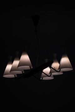 Svend Aage Holm S rensen Sorensen Ceiling Lamp in Brass Teak and Opaline Glass by Svend Aage Holm S rensen 1950s - 4507608