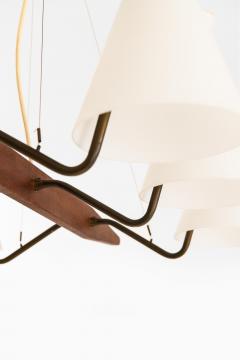 Svend Aage Holm S rensen Sorensen Ceiling Lamp in Brass Teak and Opaline Glass by Svend Aage Holm S rensen 1950s - 4507728